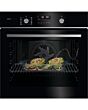 AEG GA5PB50FAB 59.5cm Built In Electric Single Oven - Gloss Black with Steel Trim