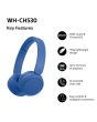 Sony WHCH530L.CE7 Wireless Over Ear Headphones - Blue
