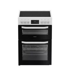Hotpoint HDE6VDW 60cm Double Electric Ceramic Cooker - White