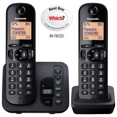 Panasonic KXTGC222EB BLACK Twin Handset Digital Cordless Phone with Answerphone