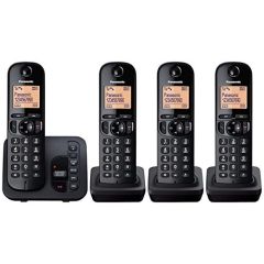 Panasonic KXTGC224EB Quad Handset Digital Cordless Phone with Answerphone