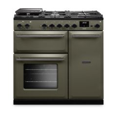 Rangemaster AURA90DFP/19281 90 Dual Fuel Range Cooker - River Bed with Onyx trim