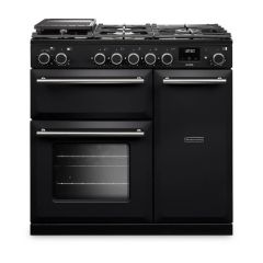 Rangemaster AURA90DFP/19324 90cm Dual Fuel Range Cooker - Charcoal Black with Brushed Nickel Trim