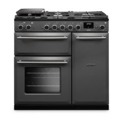 Rangemaster AURA90DFP/19325 90cm Dual Fuel Range Cooker - Slate with Brushed Nickel trim