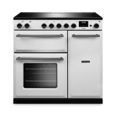 Rangemaster AURA90EIP/19283 Aura 90 Induction Range Cooker - White with Onyx trim