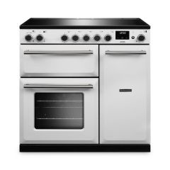 Rangemaster AURA90EIP/19331 90cm Induction Range Cooker - White with Brushed Nickel trim