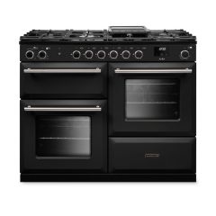 Rangemaster AURO110DF/19356 110cm Dual Fuel Range Cooker - Charcoal Black with Brushed Nickel trim