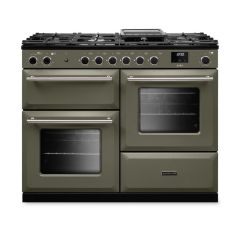 Rangemaster AURO110DF/19361 110cm Dual Fuel Range Cooker - River Bed with Brushed Nickel trim