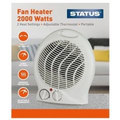 STATUS FH1P-2000W1PKB 2Kw Upright Fan Heater With Adjustable Thermostat