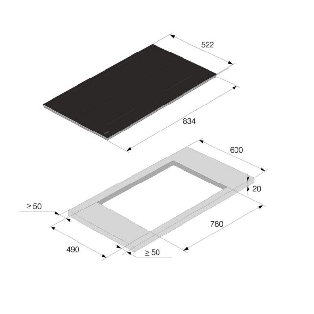 ASKO HIHD854MM 90cm 4 Zone Hood-in hob, Celsius Induction - Black