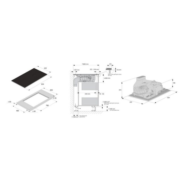 ASKO HIHD854MM 90cm 4 Zone Hood-in hob, Celsius Induction - Black