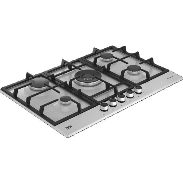 Beko HIAW75225SXE 75cm Gas Hob with Front Knob Controls - Stainless Steel