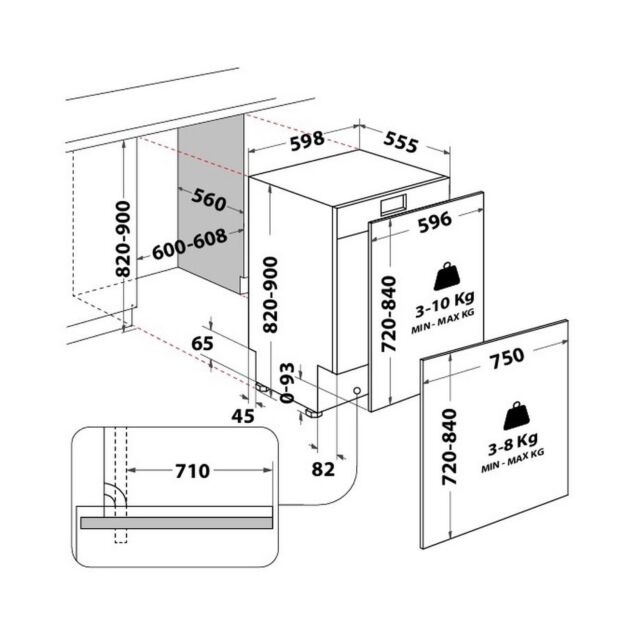 Hotpoint H8IB15M4TS UK Integrated Dishwasher with Maxi Space - 15 Place Settings