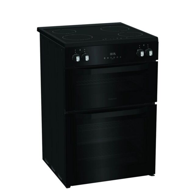 Hotpoint HDME6VDC2AB 60cm Double Oven Electric Cooker with Ceramic Hob - Black