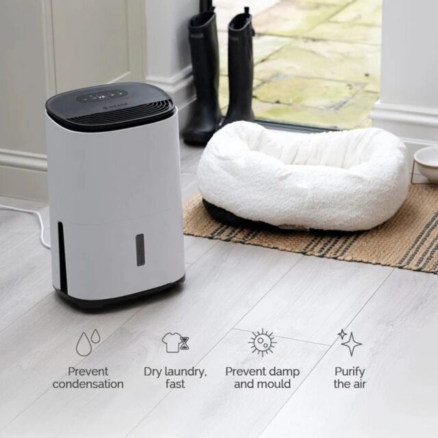 MEACO ARETEONE 6L Compact Dehumidifier / Air Purifier - White & Charcoal Black