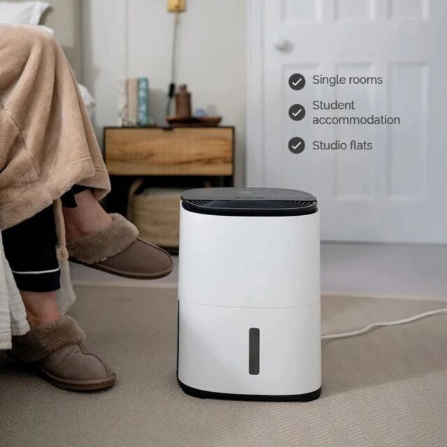 MEACO ARETEONE 6L Compact Dehumidifier / Air Purifier - White & Charcoal Black