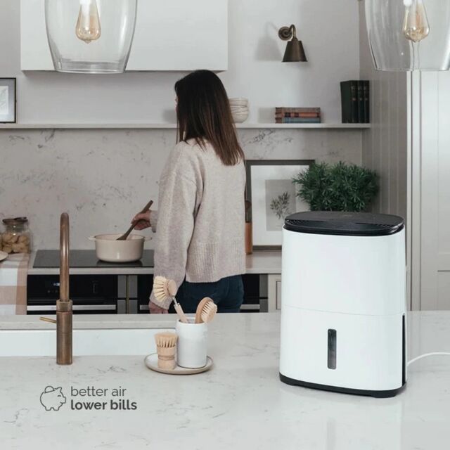 MEACO ARETEONE 6L Compact Dehumidifier / Air Purifier - White & Charcoal Black