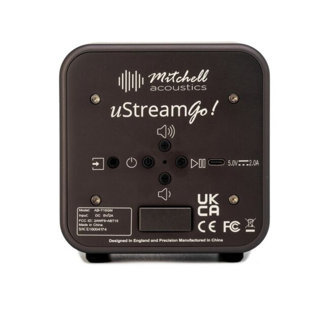 Mitchell Acoustics USTREAM GO Pair Portable active stereo wireless Speakers - Gun Metal Grey