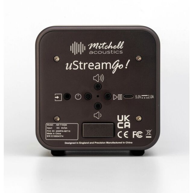 Mitchell Acoustics USTREAM GO Pair Portable active stereo wireless Speakers - Gun Metal Grey