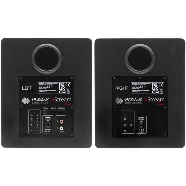 Mitchell Acoustics USTREAM TWO Active stereo wireless Speakers - Black