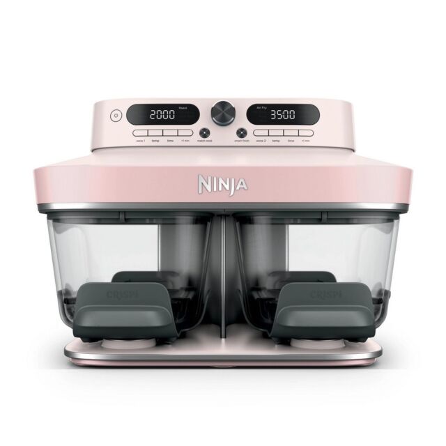 Ninja DD102UKPK1 Dual Zone 8-in-1 Function Glass Air Fryer - Rose Quartz