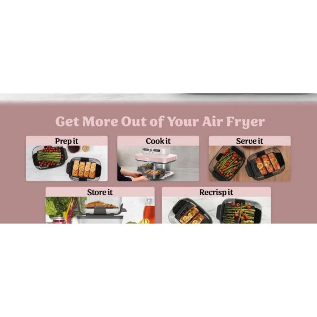 Ninja DD102UKPK1 Dual Zone 8-in-1 Function Glass Air Fryer - Rose Quartz