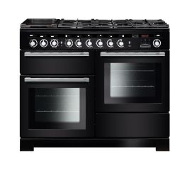 Rangemaster 117260 EDL110DFFBL/C Encore Deluxe 110Cm Dual Fuel Black/Chrome Range Cooker