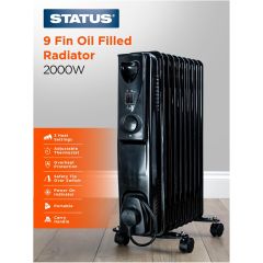 STATUS OFHB9-2000W1PKB 9 Fin Oil Filled Radiator