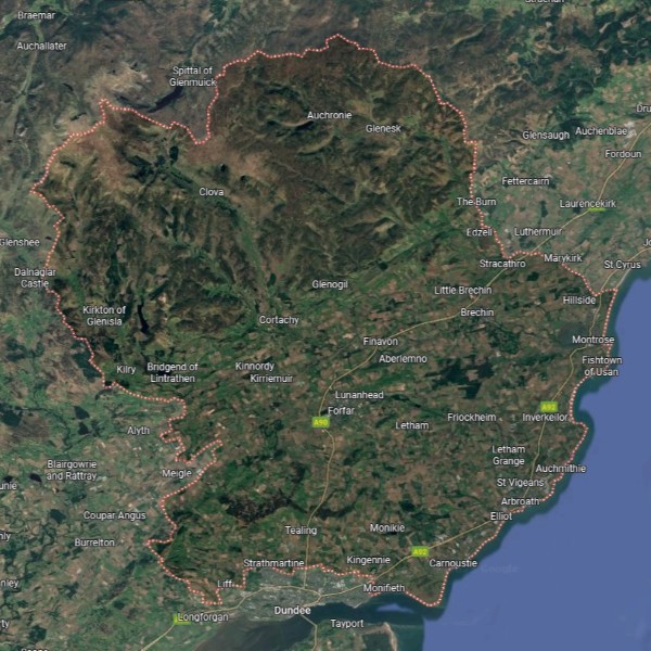 Map of Angus - Appliance Delivery available across the whole of Angus at Colin M Smith