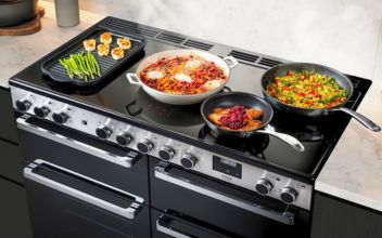 Close up of range cooker burners and ovens